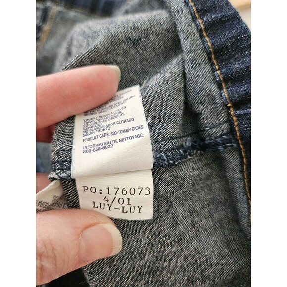 Tommy Hilfiger Vintage Y2K Denim Dress Sz M Dropped Waist Button Front Stretch - Picture 10 of 11
